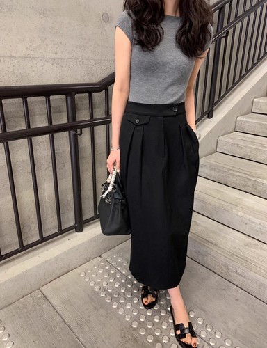 Muscular H-shaped Row-style high-end suit skirt showing temperament, goddess-style skirt for spring and autumn straight high-waisted skirt