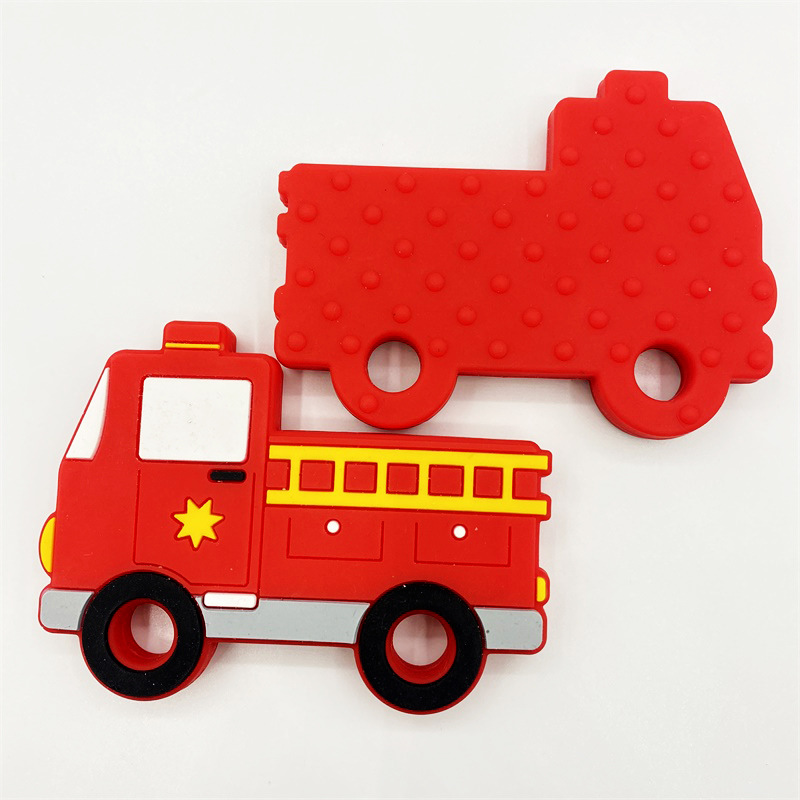 Manufacturer supplies silicone fire truck beads, baby teeth grinding and chewing, baby teether, DIY jewelry accessories