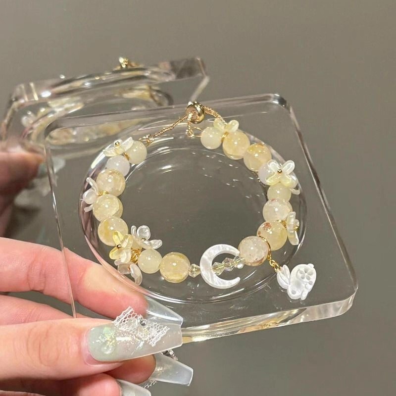 Osmanthus Bunny Moon Gazing~Osmanthus Fragrant Rabbit Beaded Bracelet for Women 2025 New Chinese Style Niche Student Party Hand Accessory