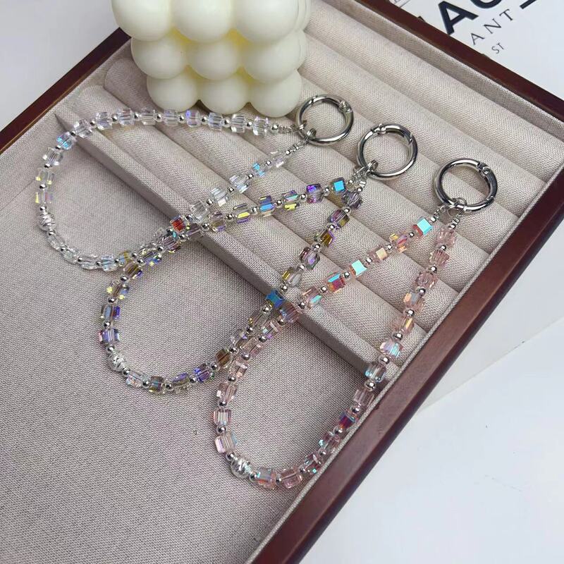 Sugar Colorful Crystal Bracelet Women's Ins Fashionable Small Fresh Hanging Chain Mobile Phone Lanyard Short Wrist Hanging Chain
