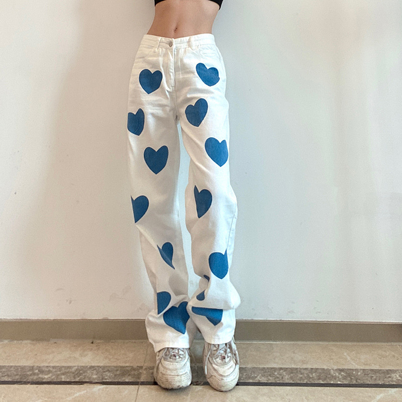 new printing contrast color casual trousers NSLQ47619