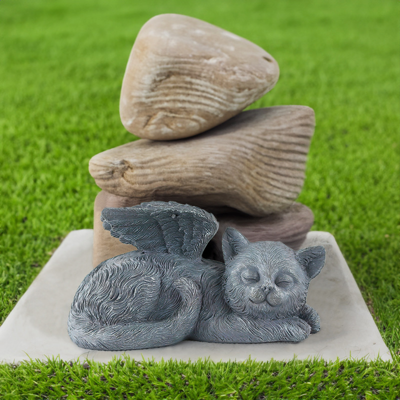 New Garden Creative Angel Cats and Dogs Ornaments Resin Pet Tombstone Memorial Stone Decoration Animal Statue