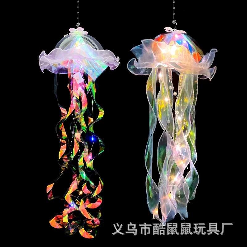 Светящаяся лампа-цикада-небесная медуза? Я не уверен. User had "Luminous Jellyfish Lamp, Crystal Handheld Night Light, Iridescent LED Decorative Toy". Translation: "Светящаяся лампа-аквариум?" Wait jellyfish lamp is jellyfish lamp. In Russian: "Сияющая лампа-джеллифиш" proper: "Сияющая лампа-js медуза". Better: "Сияющая лампа-медуза". Crystal handheld night light: «Кристальная портативная ночная подсветка» Iridescent LED decorative toy: «Иридесцентная светодиодная декоративная игрушка»