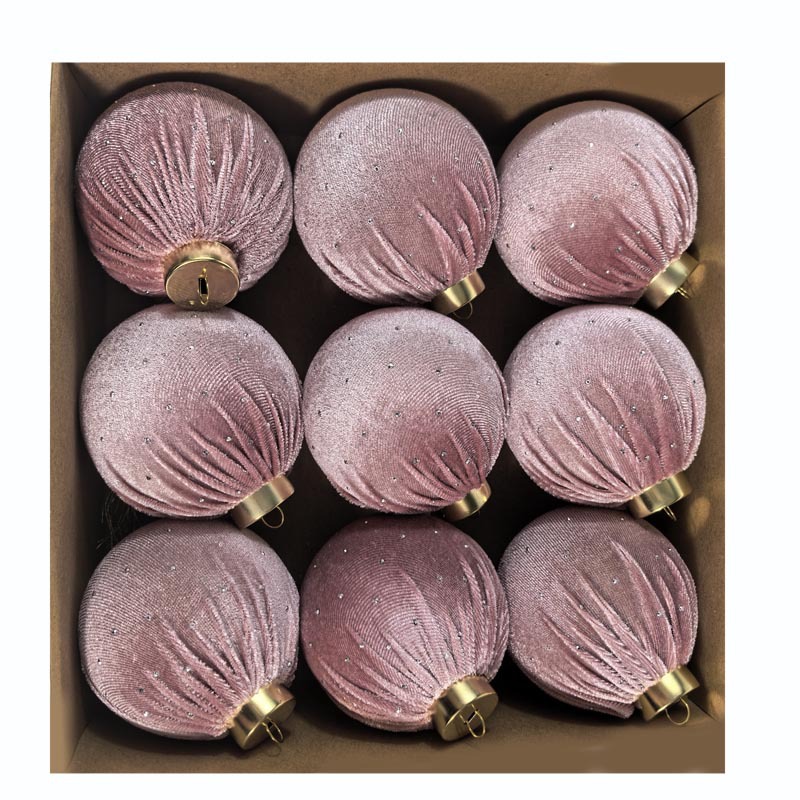 Transfronterizo 8CM set 9 lujo con taladro envuelto tela de peluche bola de Navidad árbol de Navidad bola de decoración de fiesta en casa