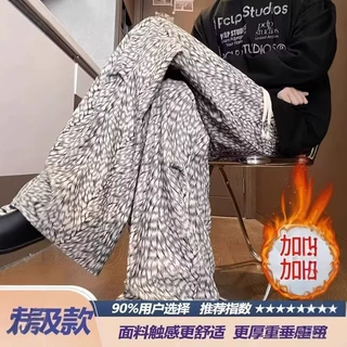 灯芯绒裤子男秋冬季加绒加厚宽松阔腿裤潮牌美式复古军绿色休闲裤