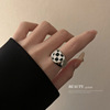 Retro fashionable ring, Korean style, silver 925 sample, on index finger