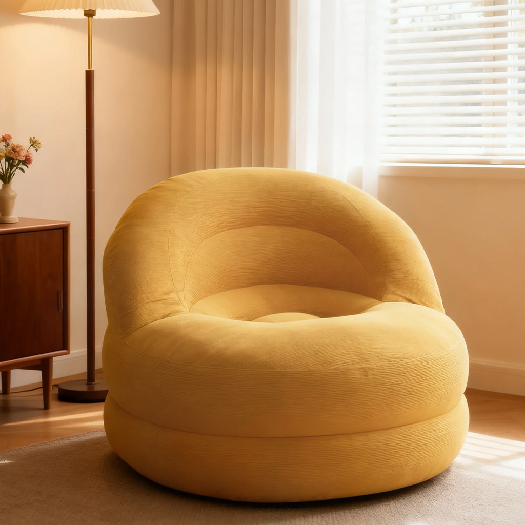 Tatami Roll Vacuum Compression Living Room Balcony Bedroom Small Apartment Sofa Chair Yellow Lazy Fabric Sofa