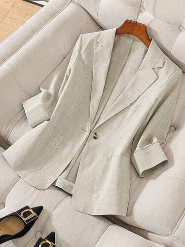 2025 European and American Cross-Border New Women's Wear: British-style Loose-Fit, Slimming Contrast-Color Lapel Suit Jacket for Women