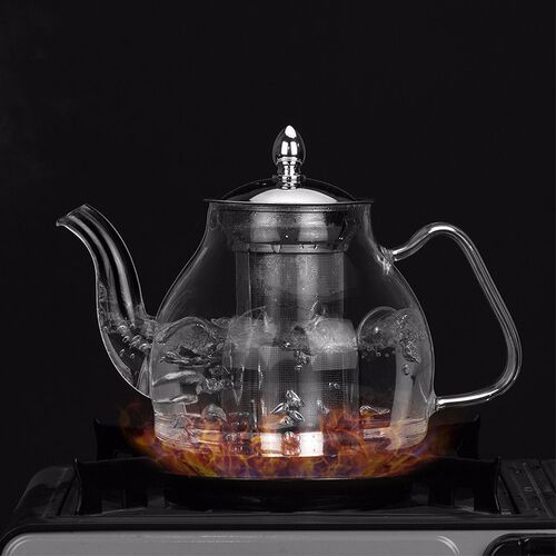 Health-preserving stove-cooked tea glass pot high-temperature-resistant teapot electric ceramic stove heat-resistant cooking pot flower teapot stainless steel filter