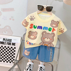 逗逗童裝夏季男女童韓版卡通短袖小寶寶衣服套裝可愛工廠店