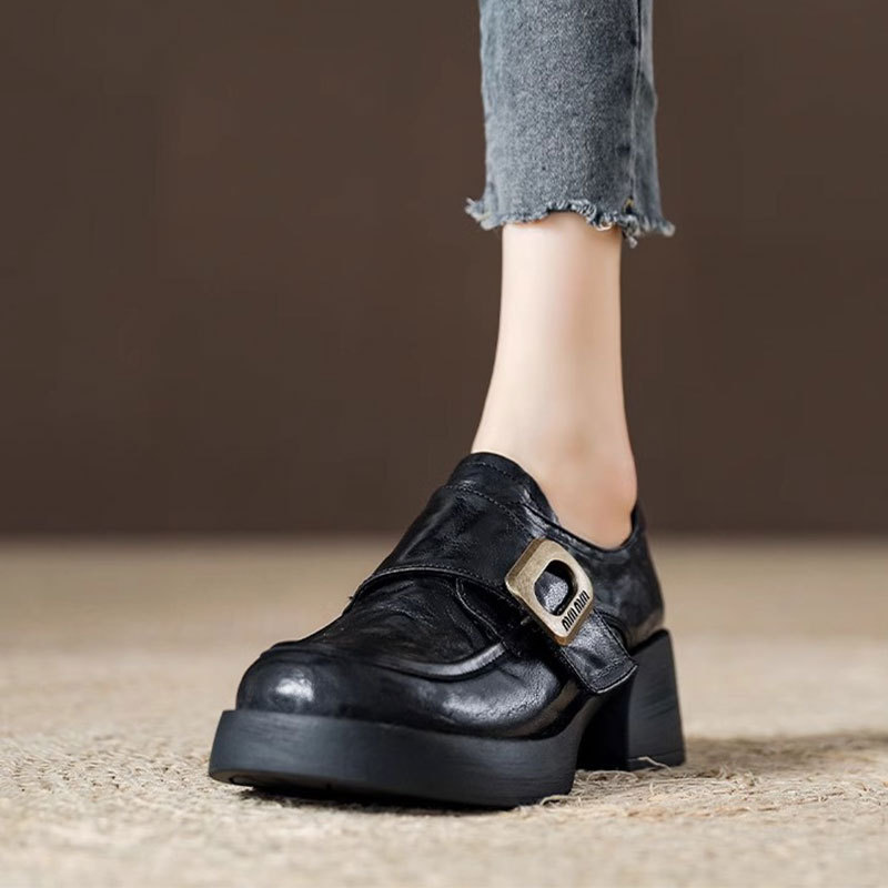 英伦风复古小皮鞋女2024年秋季新款法式配裙子粗跟单鞋圆头乐福鞋