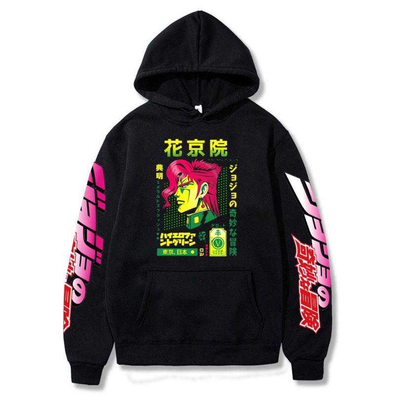 JOJO的奇妙冒险花京院动漫男加绒连帽衫跨境带帽卫衣anime hoodie