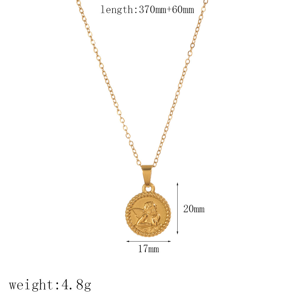 Estilo europeo y americano Luz de lujo moda simple collar 18K oro Acero inoxidable amor Luna textura colgante collar de alta calidad