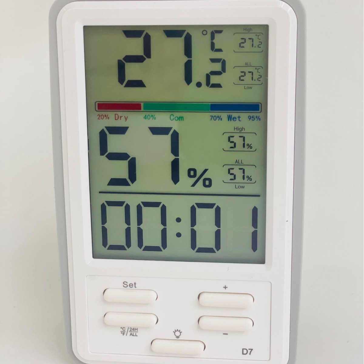 室内温湿度计 带背光 彩屏 显示 多功能家用温度计 湿度计D7