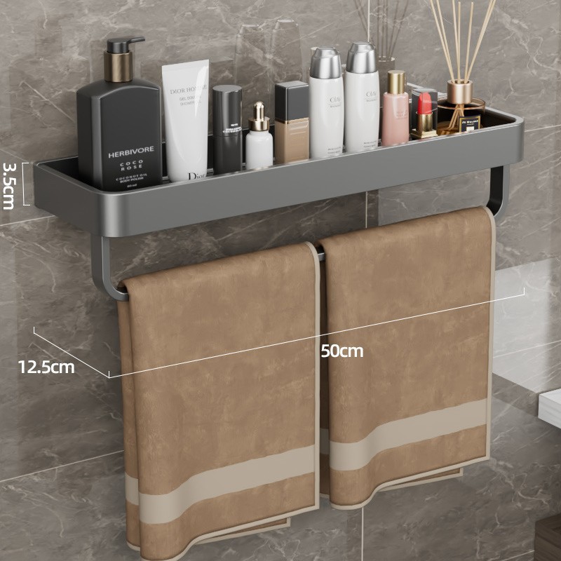 Pistola de baño gris triángulo almacenamiento rack montado en la pared de ponche-libre baño Baño lavabo esquina almacenamiento