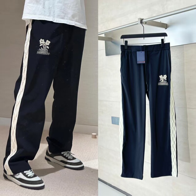 Donkey Home Correct Version High Version 24Ss Floral Embroidery Letter Cable Knit Long Pants