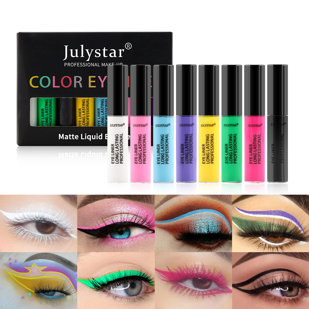 julystar Southeast Asia Foreign Trade Cool Black Eyeliner Liquid Pen Cross-border Europe and America Waterproof Colored Eyeliner Pen Set Wholesale undefined