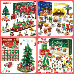 2025新品クリスマスツリー積み木クリスマスカウントダウン手引き裂きカレンダーブラインドボックス子供DIYクリスマスプレゼントおもちゃ