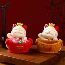 玄关招财猫入户门钥匙糖果收纳摆件鞋柜客厅家居装饰乔迁礼品批发