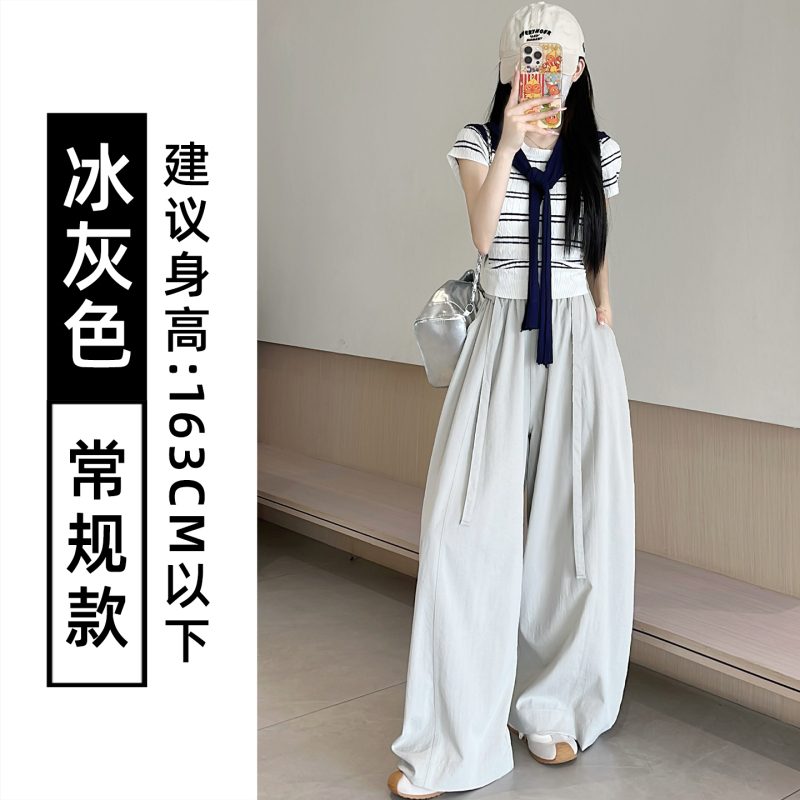 咖色美式复古弯刀裤女秋2025新款小个子高腰显瘦设计感休闲阔腿裤|undefined