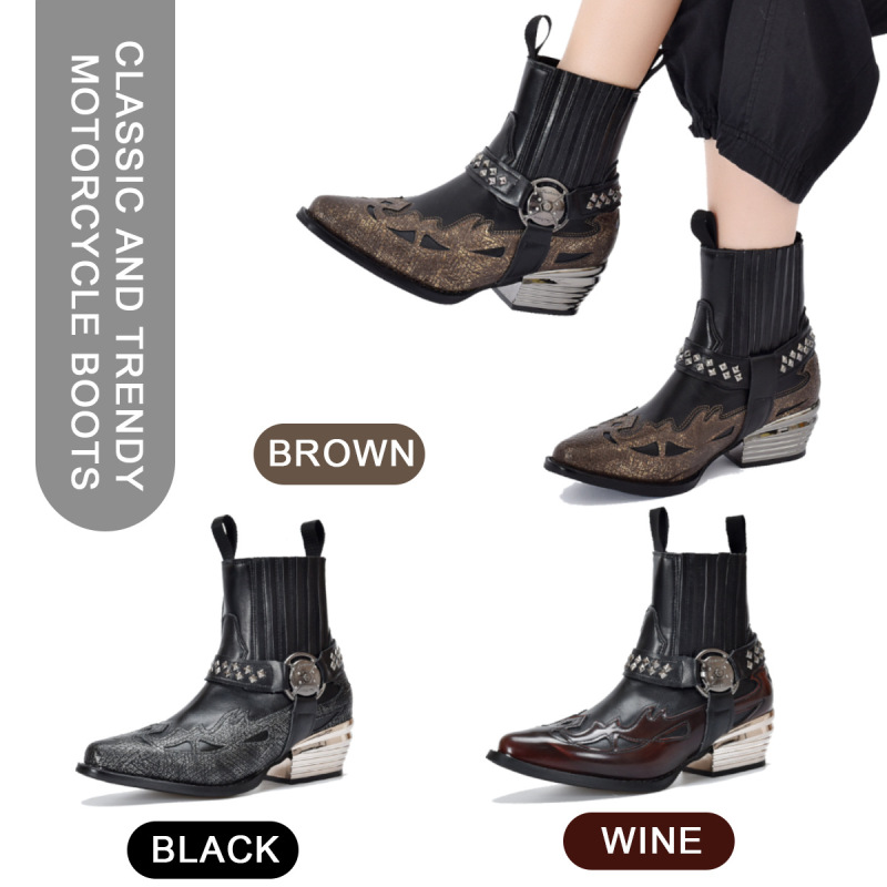 American Size Thick Heel Short Boots European and American Women's Shoes Autumn and Winter Polished Scales Pointed Toe Western Cowboy European and American Retro Small Square Toe American Size Thick Heel Short Boots European and American Women's Shoes Autumn and Winter Polished Scales Pointed Toe Western Cowboy European and American Retro Small Square Toe