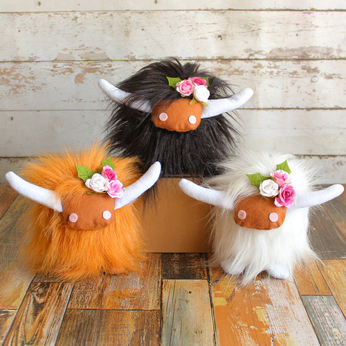 Amazon Scottish Highland Cow Doll Long Haired Cow Toy Doll Decoration Party Props Farmhouse Style Decoration