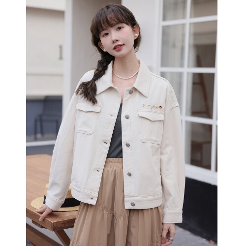 原宿港风宽松刺绣工装牛仔短外套女春新款感甜美减龄气质上衣|undefined