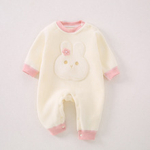 婴儿衣服秋冬加绒男女宝宝一体绒保暖奥粒绒无骨连体衣中厚婴幼儿