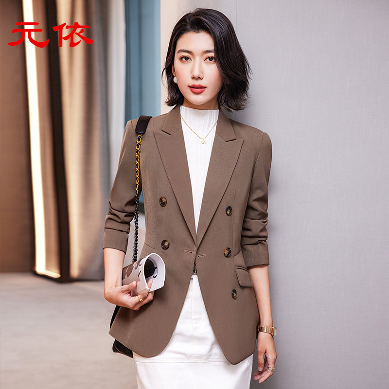 Spring and Autumn Long-Sleeved Orange Suit Jacket, Fashionable Slim Fit, Simple Suit, Professional Work Clothing, Versatile Work Clothes Top