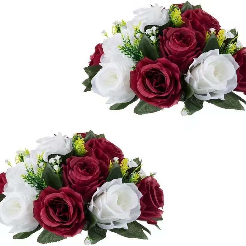 Bola de rosas de flores artificiales para boda, fiesta de cumpleaños, día de San Valentín, decoración del hogar, accesorios de flores artificiales blancas y rosas, adornos