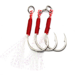Factory wholesale: 8#–14# braided steel plate hooks—long & short lines, white nickel finish, anti-corrosion fishhooks with barbs