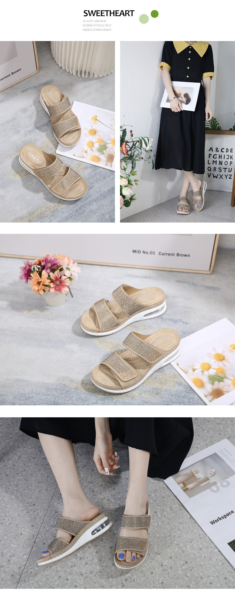 A1454 610K GIÀY DÉP SANDAL NỮ HUITDTU BIG SIZE NGOẠI CỠ GẮN ĐÁ PHONG CÁCH ÂU MỸ ĐẾ XUỒNG GIÀY DÉP NỮ G02 SẢN PHẨM MỚI