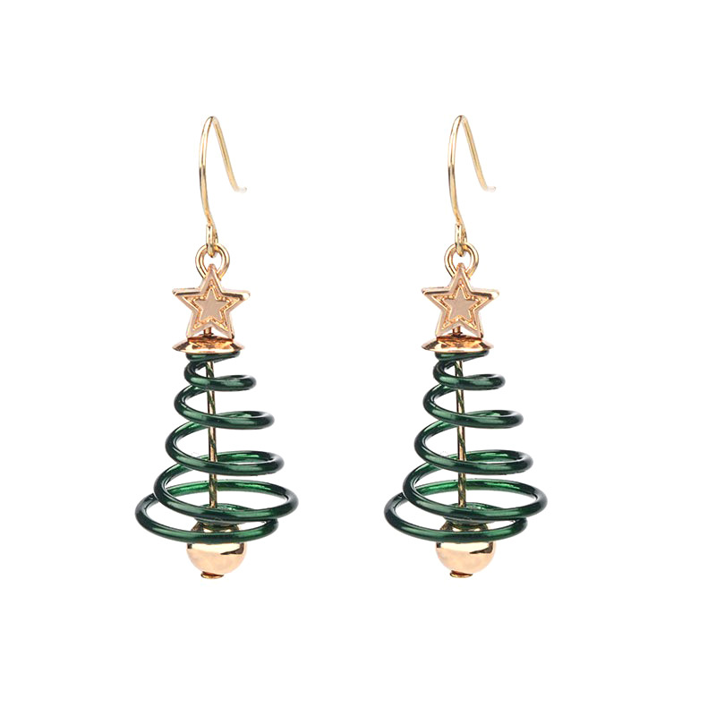 Europeo y americano popular creativo multi-capa de pendientes de primavera pequeño fresco de cinco puntas estrella pendientes de moda árbol de Navidad Pendientes de mujer