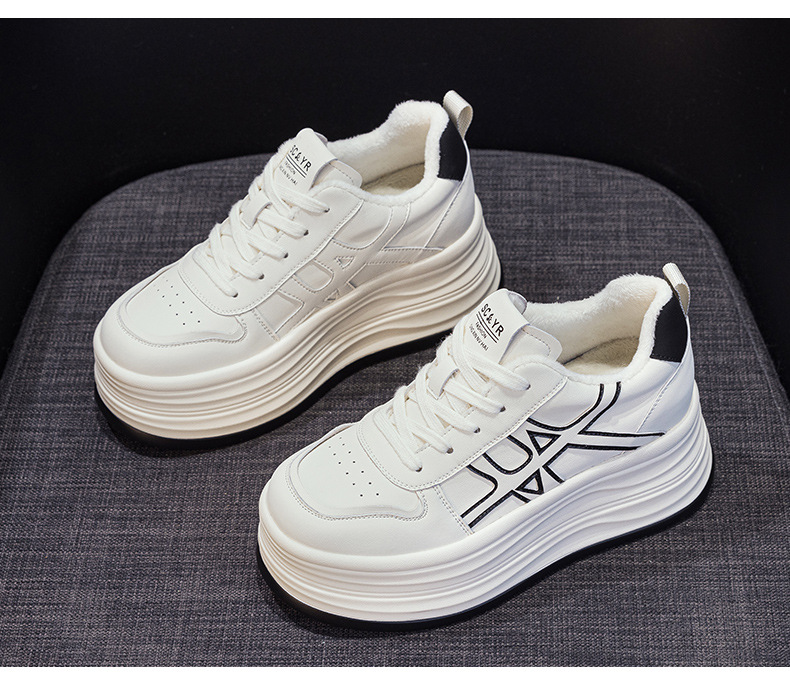 Giày sneaker nữ đế dày tăng chiều cao phong cách thể thao đa năng — M2985 lót đơn màu bạc, M2985-1 cộng với nhung đỏ, M2985-1 plus nhung bạc, M2985 lót đơn màu đỏ chi tiết 28