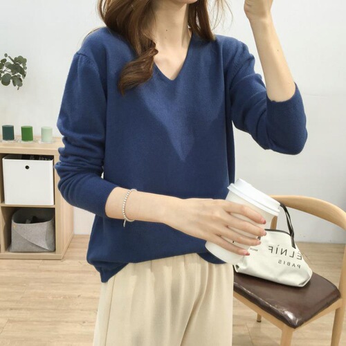 Multi-color basic loose slimming collared sweater for women, soft and waxy comfortable long-sleeved bottoming shirt, versatile top