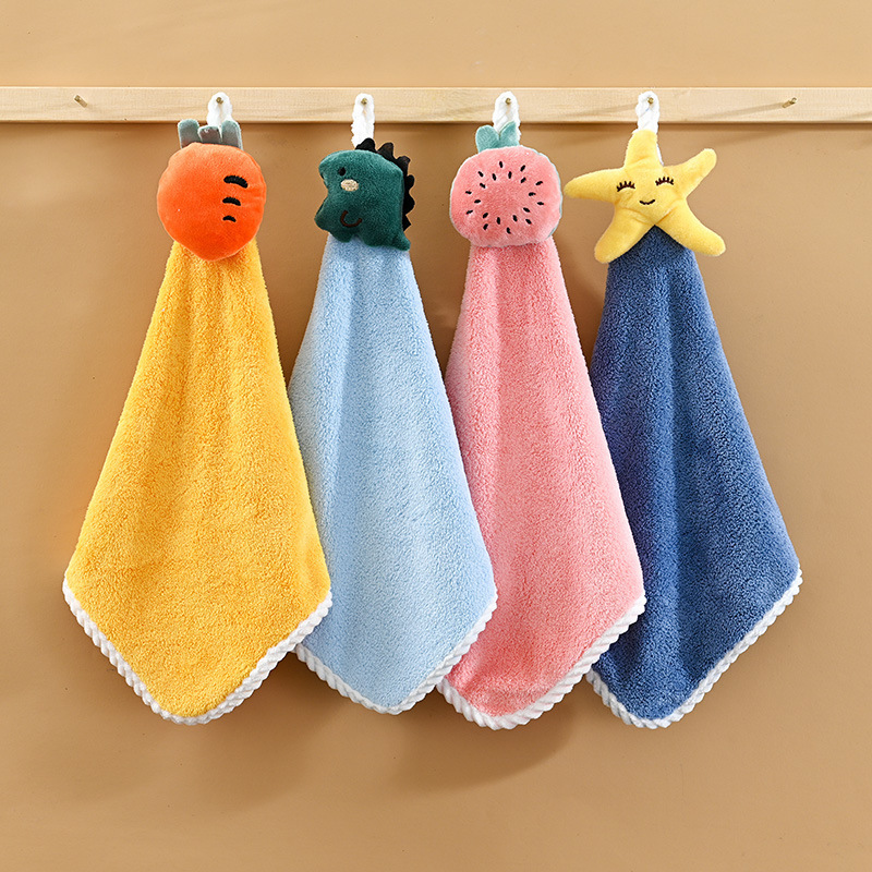 Hand towel can be hung non-smelly coral fleece hand towel children's hand cloth absorbent quick-drying cartoon hand towel Hand towel can be hung non-smelly coral fleece hand towel children's hand cloth absorbent quick-drying cartoon hand towel