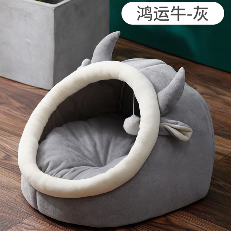 Invierno de invierno caliente cuatro estaciones general casa de gatos semicerrada cama para gatos casa de perros, productos de mascotas