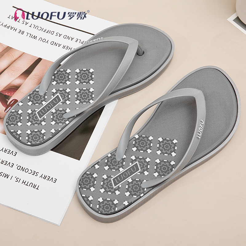 Luofu de alto grado al aire libre Chanclas de verano de las mujeres celebridad de Internet INS de moda nueva antideslizante flip-flops sandalias de playa plana