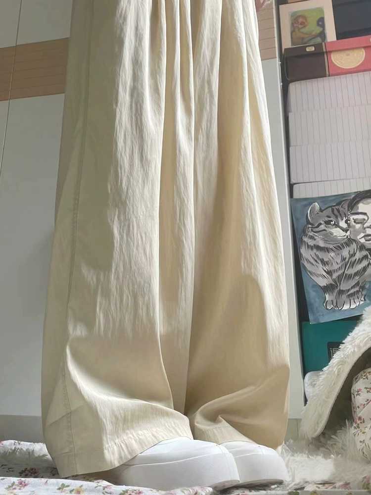 Абрикосовые брюки Yamamoto, женские летние 2025, новые драпированные свободные брюки с высокой талией, прямые повседневные миниатюрные широкие брюки