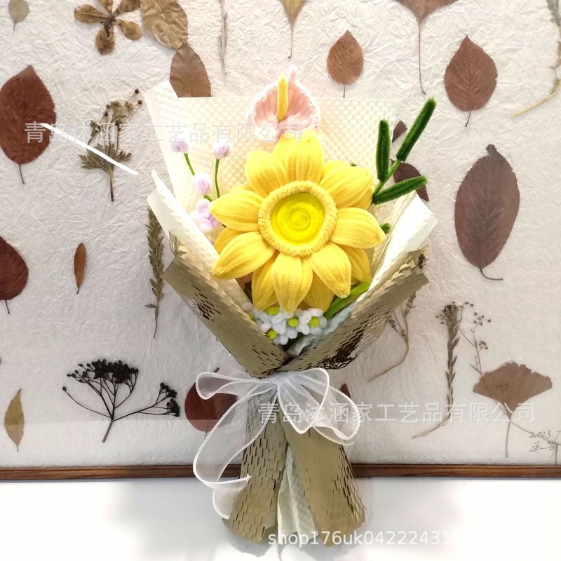 完成品ツイストスティックフラワーブーケ手作り模擬花ひまわり卒業シーズンギフトクラスメートや教師へのギフト卸売|undefined