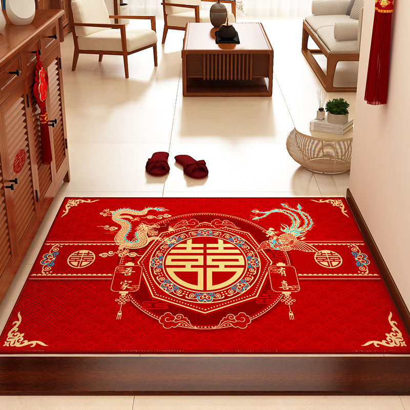 Wedding Entrance Door Floor Mats, Festive Entrance Door Red Carpet, Newlywed Wedding Room Layout, Decorative Foot Mats