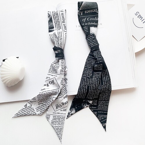 British-style long narrow silk scarf, minimalist temperament hair tie, versatile high-quality handbag handle decoration, matching accessory scarf