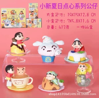 潮玩盲盒小新生日蛋糕果冻布丁西点奶茶食玩烘培玩偶公仔摆件