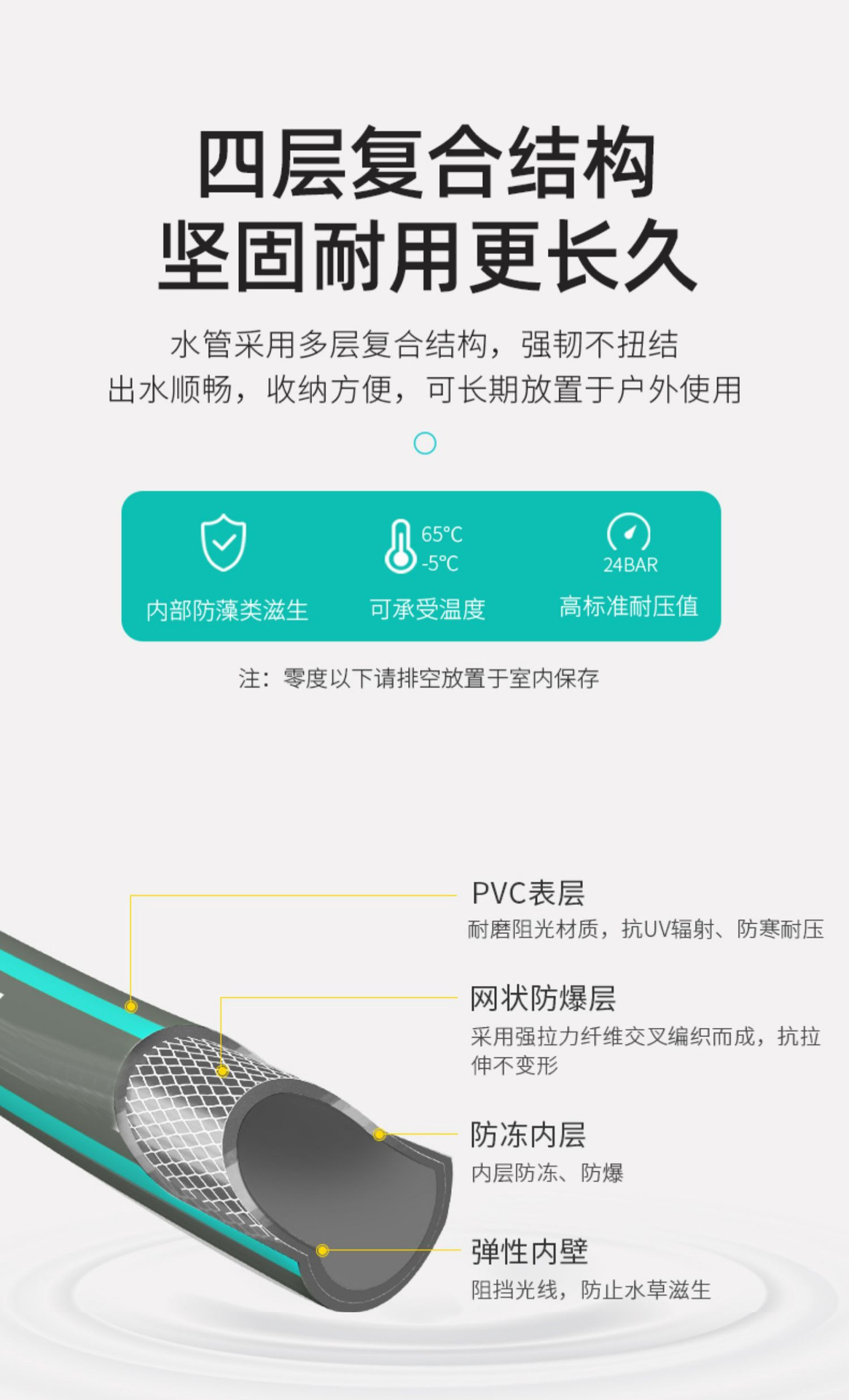 Water hose, tap water pipe, 4 sub pipes, 6 minutes, 1 inch snake skin pipe, cow tendon soft water pi