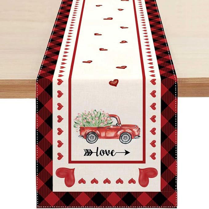 Transfronteriza Amazon Venta caliente cartas Día de San Valentín decoración del hogar camino de la Mesa mantel restaurante decoración de lino impreso mantel