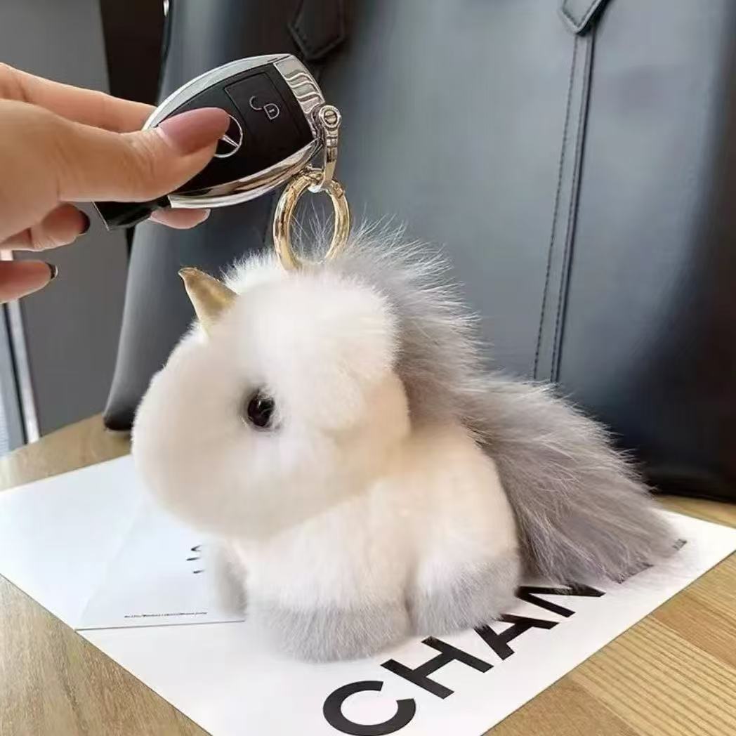 Colgante de unicornio Colgante de llavero de unicornio de piel de visón de imitación de felpa lindo Colgante exquisito bolso de muñeca accesorios mujer