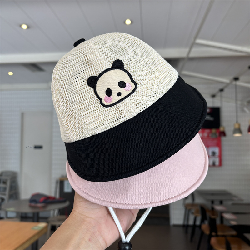 Sombrero de bebé femenino primavera y verano estilo delgado bebé súper lindo sombrero de pescador malla transpirable para niños y niñas sombrero para el sol al aire libre