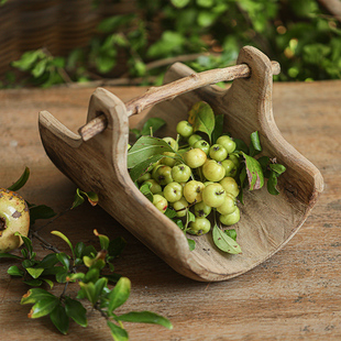 Type Living Room Fruit Plate Solid Wood Basket River Willow Silent Wind Plate Snack Decorations Home Ornaments Tray Tea Table Wooden