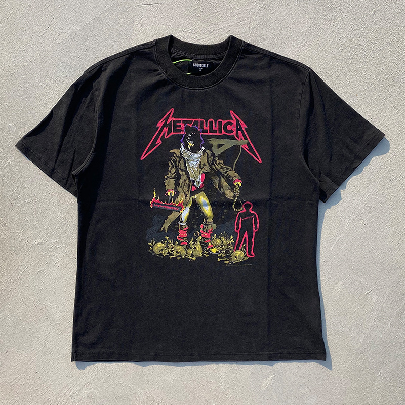 Vtg半袖男アメリカンヴィンテージマンソンセントレトロダークダーク欧米古いfogスタイルハイストリートtシャツ