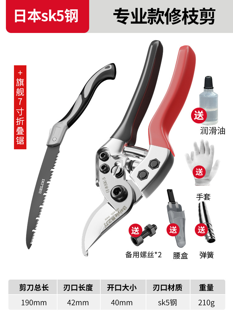 Tijeras de rama de fruta Yizili tijeras de jardín de primavera SK5 hoja de acero tijeras de jardinería doméstica tijeras de podar Bonsai de jardín al por mayor